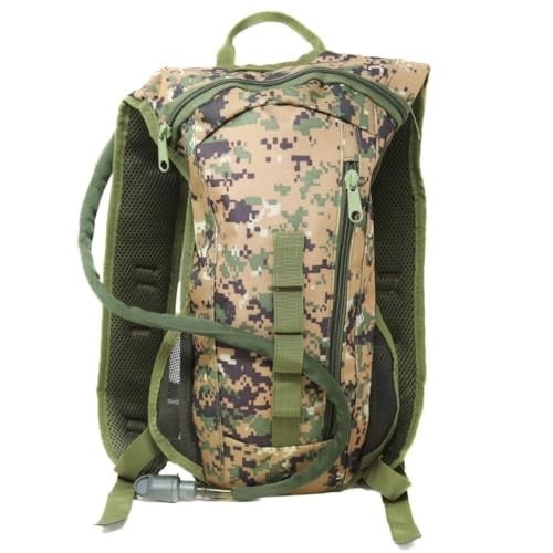 M MCGUIRE GEAR Hydration Backpack, Multi-Pocket Hiking Backpack with Hydration Bladder, Water-resistant Nylon Water Bladder for Running, Cycling, and Biking, 3L/100 oz. (Woodland MARPAT).