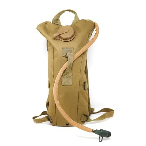 M MCGUIRE GEAR Hydration Backpack, with 3L/100 oz. Hydration Pack, Water-resistant Nylon Hiking Backpack with Water Bladder (Tan, Medium).