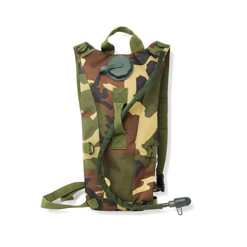 M MCGUIRE GEAR Hydration Backpack, with 3L/100 oz. Hydration Pack, Water-resistant Nylon Hiking Backpack with Water Bladder (Woodland Camo, Medium).