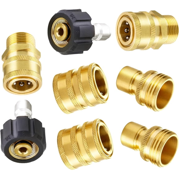 M MINGLE Ultimate Pressure Washer Adapter Set, Quick Disconnect Kit, M22 Swivel to 3/8 Inch Quick Connect, 3/4 Inch to Quick Release, 8-Pack