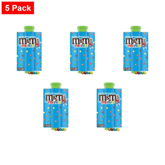 M&MS Minis Milk Chocolate Candy Mega Tube Packaging May Vary 1.77 oz - 5 Pack