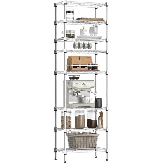 M MZG 8-Tier Adjustable Chrome Metal Shelving Unit, 23.6 x 13.8 x 79.5 inch, 2000 lbs Capacity Wire Rack for Kitchen Garage Basement