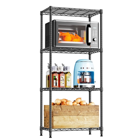 M MZG 4-Tier Shelf Heavy Duty for Kitchen, Office, Home, 1000 lbs, Black, 13.7" D x 23.6" W x 53.4" H