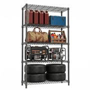 M MZG Black 5-Tiers Shelf Metal Storage Shelves Standing 1750 Lbs Organizer,15.7 D x 45.3" W x 70.4" H