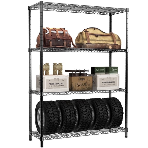 M MZG 4 - Tiers Metal Shelving Unit 1400LBS Dimensions: 45.8"W x 15.8"D x 59.4"H Storage Rack