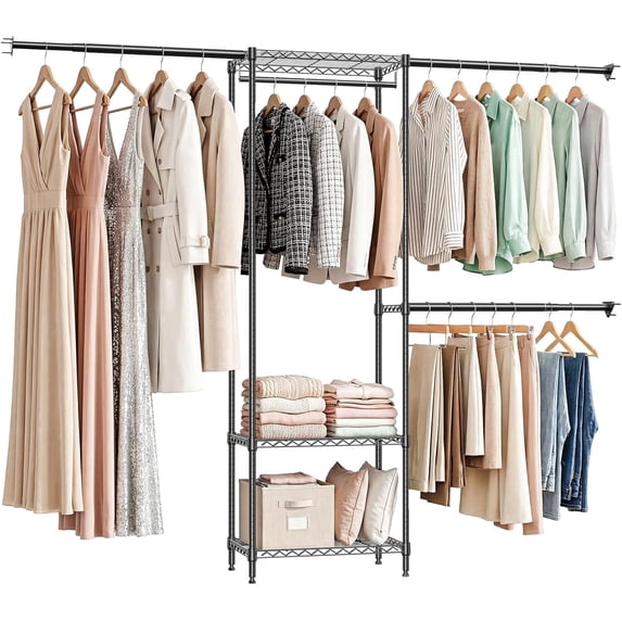 M MZG Heavy Duty Rolling Garment Rack Wire Clothes Rack for Hanging ...