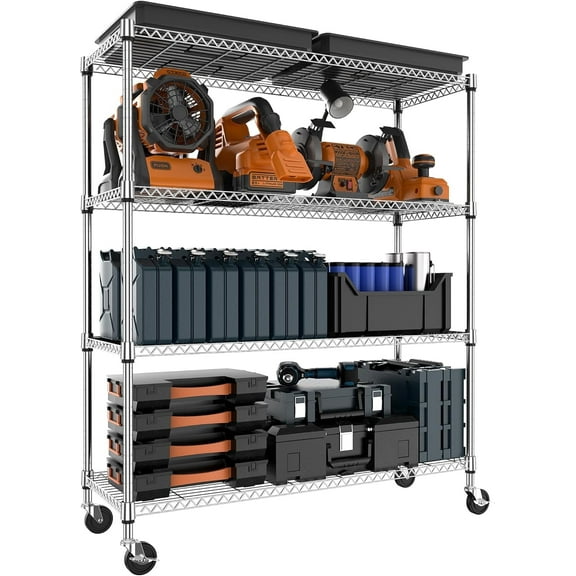 M MZG 4 Tier Metal Wire Shelving Unit Storage Rack Dimensions: 47.24"W x 17.7"D x 59"H, Chrome