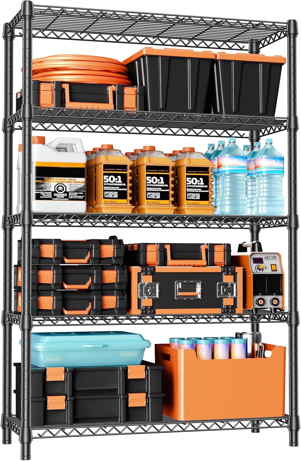 Storage Rak Size M MZG 5 Tiers Metal Wire Shelving Unit Storage Rack, Dimensions: 45.3