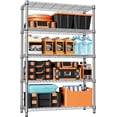 thumbnail image 1 of M MZG Metal Shelving Rack Garage Shelving Heavy Duty Storage Shelves 5 Tier Adjustable Metal Wire Rack for Kitchen Office College Dorm Garage Warehouse 45.3"W x 15.8"D x 70.4"H, Chrome, 1 of 7