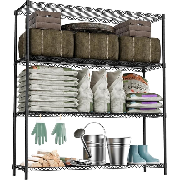 M MZG 4 Tier Wire Shelving Unit 47.24"W x 17.7"D x 59"H Grey