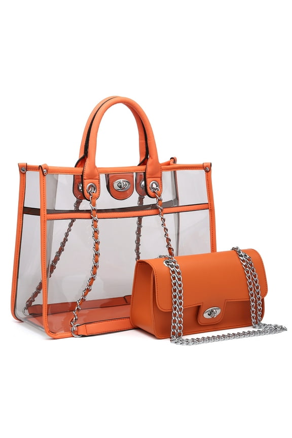 Women's Tote Bags with Crossbody Purse Set PVC Top Handle Bags