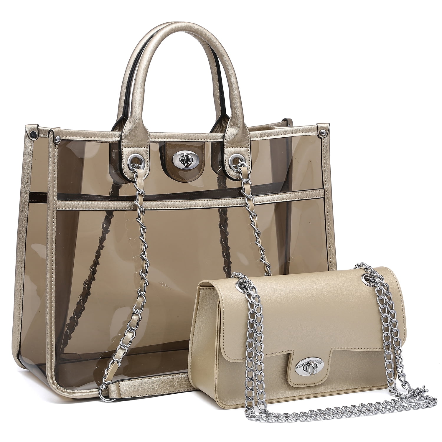 M Marco Women's Tote Bags with Crossbody Purse Set PVC Top Handle Bags