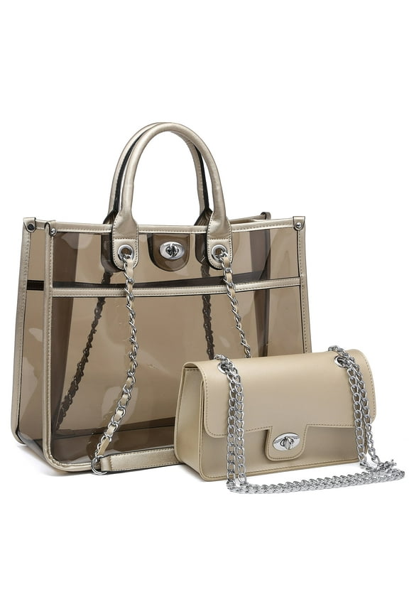 Women's Tote Bags with Crossbody Purse Set PVC Top Handle Bags