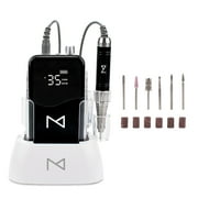 M - Professional 2 in 1 Cordless Rechargeable & Desktop Portable 35000 RPM HD Display Coreless Motor Acetone Resistant Manicure E File Nail Drill Machine
