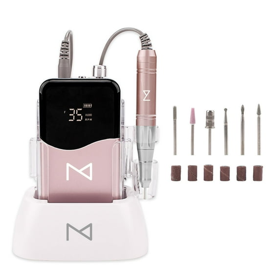 M - Professional 2 in 1 Cordless Rechargeable & Desktop Portable 35000 RPM HD Display Coreless Motor Acetone Resistant Manicure E File Nail Drill Machine