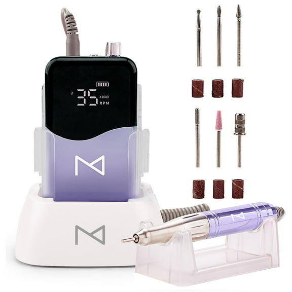 M - Professional 2 in 1 Cordless Rechargeable & Desktop Portable 35000 RPM HD Display Coreless Motor Acetone Resistant Manicure E File Nail Drill Machine