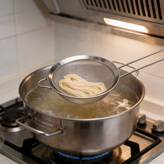 M Medium Sized Stainless Steel Strainer With Tightly Woven Fine Mesh Ideal For Sifting Dry Ingredients Or Washing Berries And Small Produce