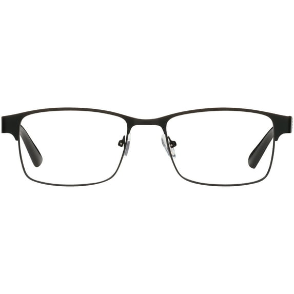 M+ Men's Ash +1.25 Rectangle Reading Glasses with Case, Black Matte