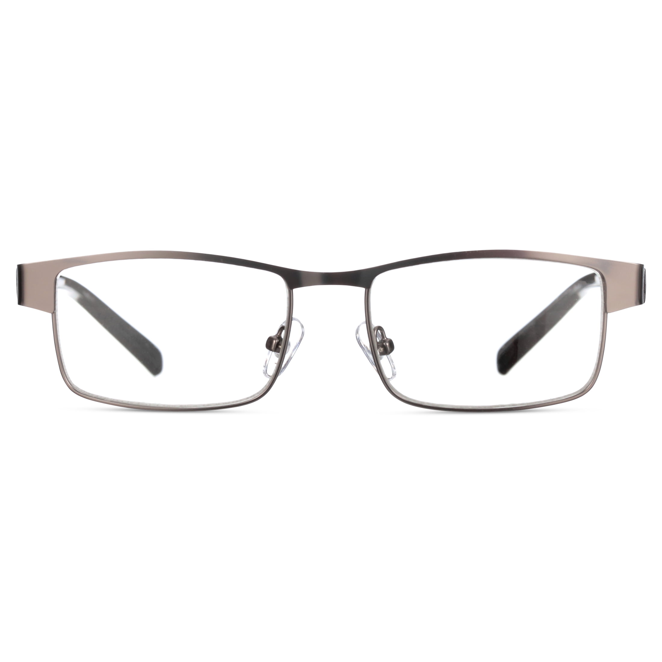 M+ Men's Birch +1.25 Rectangle Reading Glasses with Case, Gunmetal