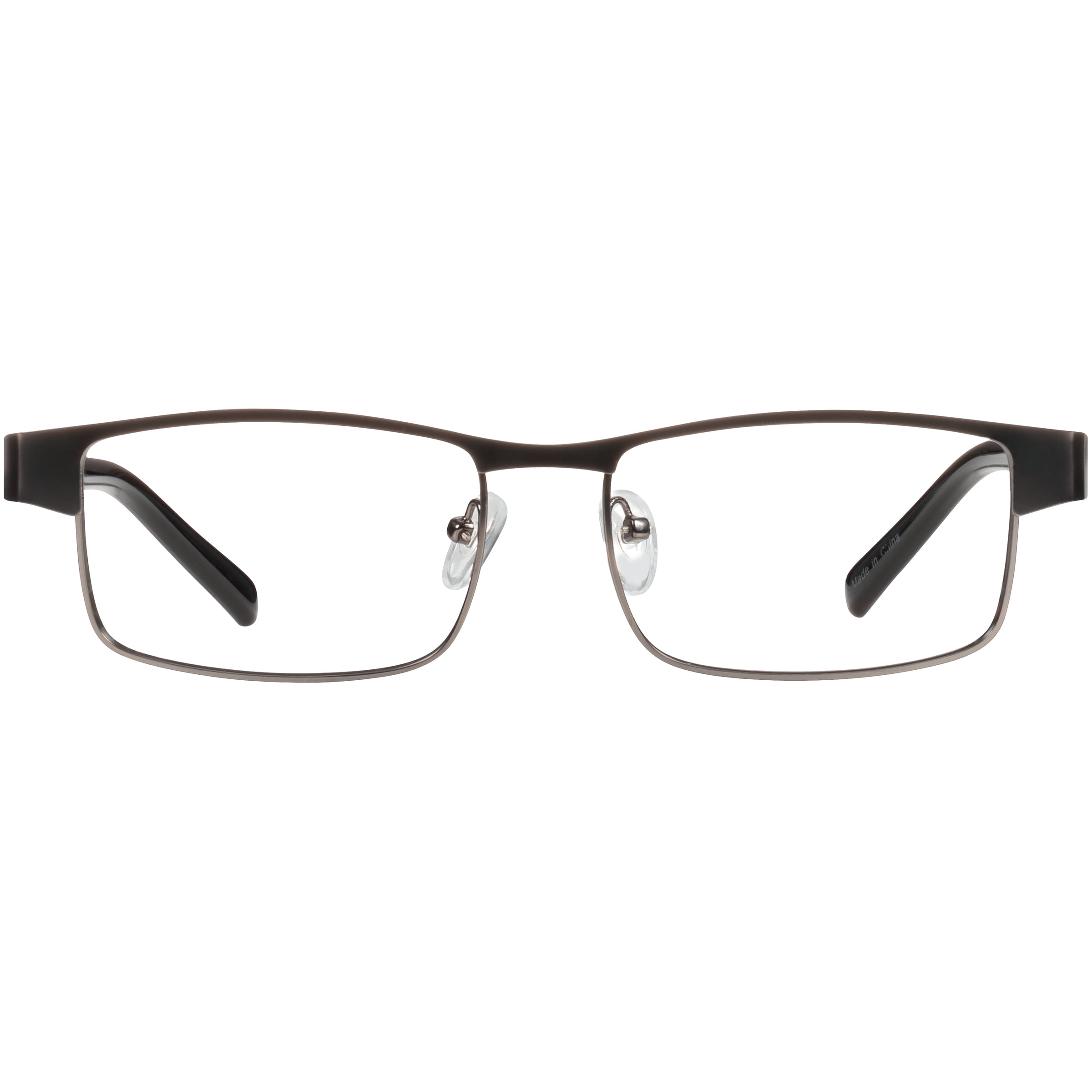 M+ Men's Birch Rectangle Reading Glasses with Case, Gunmetal