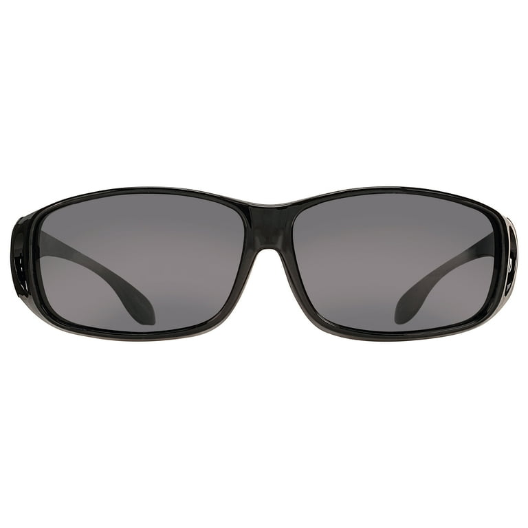 M+ Men's Polarized Fitover Sunglasses Black Sporty Polycarbonate