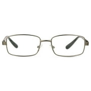 M+ Mens Reed +1.25 Rectangle Reading Glasses with Case, Dark Gunmetal