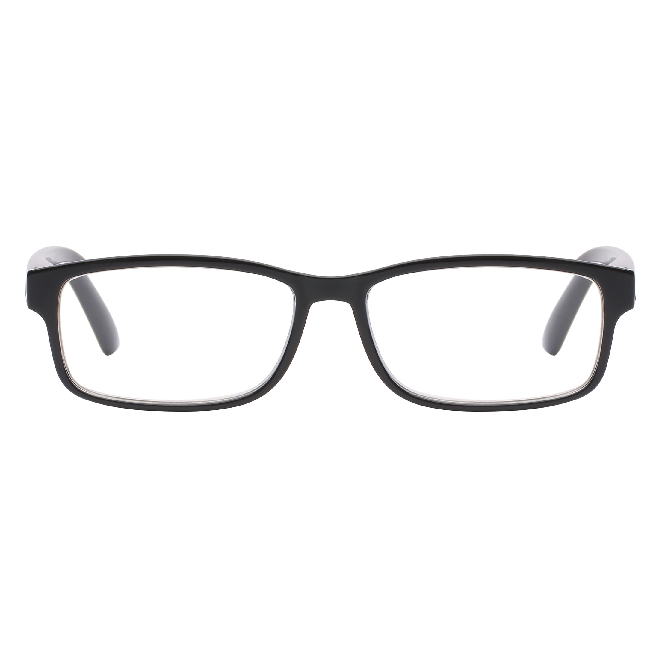 M+ Men's Scratch Resistant Fraizer +1.50 Rectangle Reading Glasses with Case, Black