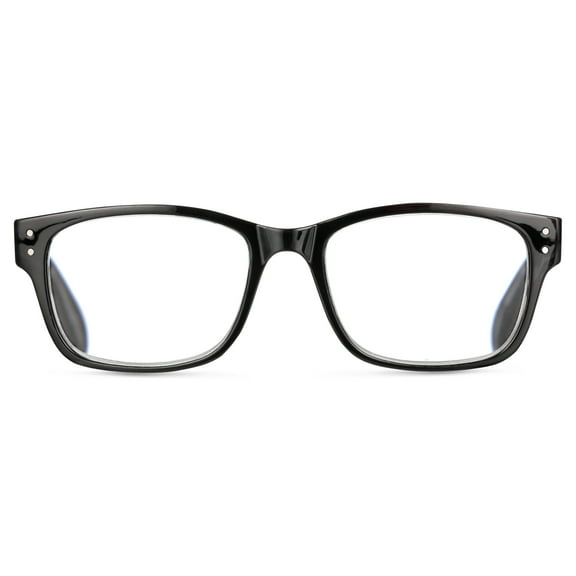 M+ Men's Scratch Resistant Oliver +2.50 Square Reading Glasses with Case, Black