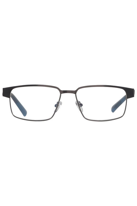 M+ Mens Rectangular Blue Light Extended Fit Flat Metal Reading Glasses +1.75 Diego in Matte Gun