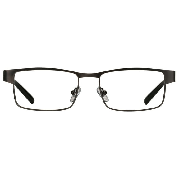 M+ Mens Rectangular Flat Metal Reading Glasses Gun 3.00 Birch in Gunmetal with Classic Black Temples