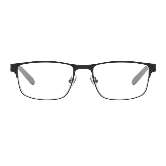 M+ Mens Spring Hinge Metal Reading Glasses Mblk 2.50 Nelson in Matte Black with Pouch