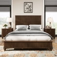 thumbnail image 1 of M Mintazer 3-Piece Bedroom Set with Farmhouse Queen Size Platform Bed and 2 Storage Nightstands for Bedroom, Brown, 1 of 7