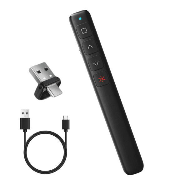M Monoie 2‑In‑1 USB‑C USB Rechargeable Wireless Presenter, Class 2 Laser ≤1mW, PPT Clicker for Mac & PC, Presentation Remote for Classroom & Business