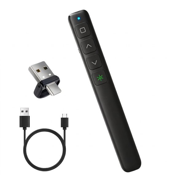 M Monoie USB-A2IN1USB-C  Wireless Presenter, Class 2 Laser (1mW) PPT Clicker for PowerPoint, Keynote, Google Slides, Mac & PC, Rechargeable Remote for Classroom & Business Presentations