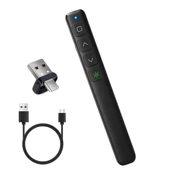 M Monoie USB-A2IN1USB-C Wireless Presenter, Class 2 Laser (≤1mW) PPT Clicker for PowerPoint, Keynote, Google Slides, Mac & PC, Rechargeable Remote for Classroom & Business Presentations
