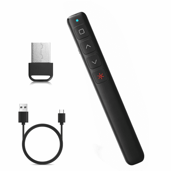 M Monoie USB Wireless Presenter, Class 2 Laser (≤1mW) PPT Clicker for PowerPoint, Keynote, Google Slides, Mac & PC, Rechargeable Remote for Classroom & Business Presentations