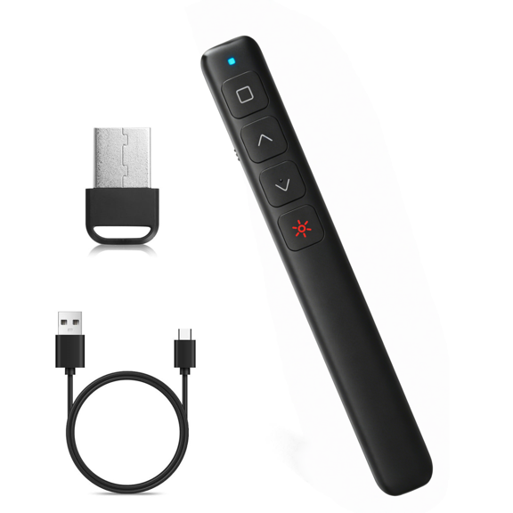 M Monoie USB Wireless Presenter, Class 2 Laser (1mW) PPT Clicker for PowerPoint, Keynote, Google Slides, Mac & PC, Rechargeable Remote for Classroom & Business Presentations