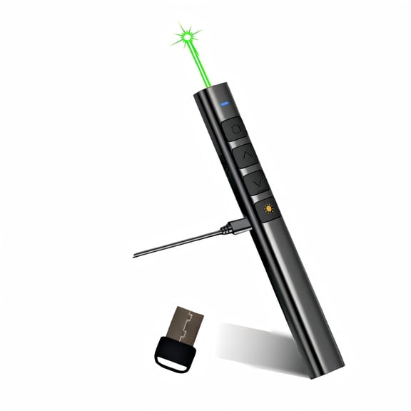 [M Monoie]Wireless Presenter Remote with Class 2 Green Laser (1mW), USB-C Rechargeable PPT Clicker, Anti-Loss Design, Tactile Buttons, Mac/PC Compatible for Classroom & Business Presentations