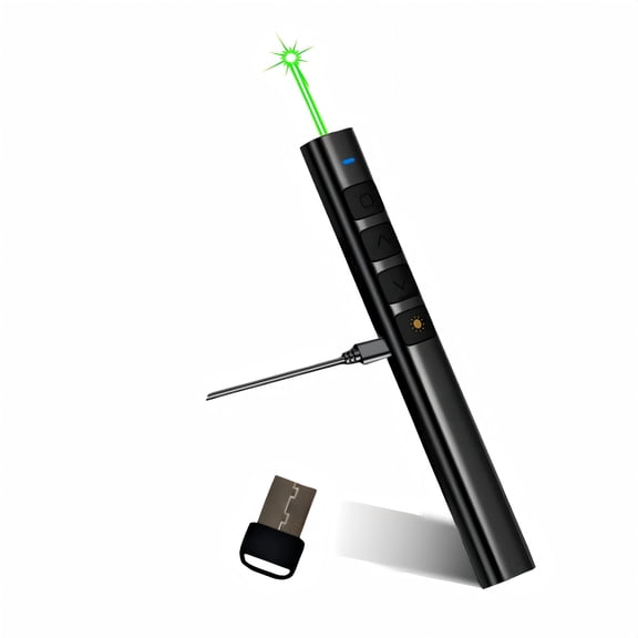 M Monoie Wireless Presenter Remote with Class 2 Green Laser (1mW), USB-C Rechargeable PPT Clicker, Anti-Loss Design, Tactile Buttons, Mac/PC Compatible for Classroom & Business Presentations