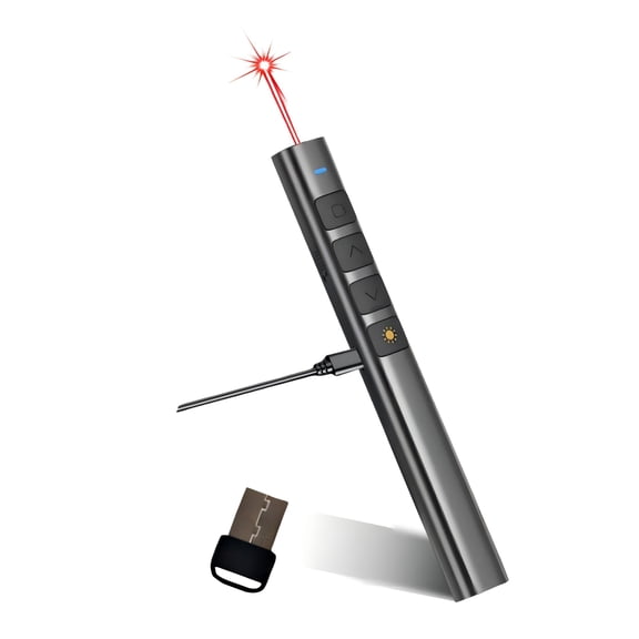 M Monoie Wireless Presenter Remote with Class 2 Red Laser (1mW), USB-C Rechargeable PPT Clicker, Anti-Loss Design, Tactile Buttons, Mac/PC Compatible for Classroom & Business Presentations