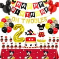 thumbnail image 1 of M - Mouse 2nd Birthday Party Supplies Oh Twodles Theme Party Decorations Includes Felt Banner,Welcome Hanger Door Sign, Tablecloth,Cake Cupcake Toppers,Mickey Head Balloons, 12 Latex Balloon, 1 of 5