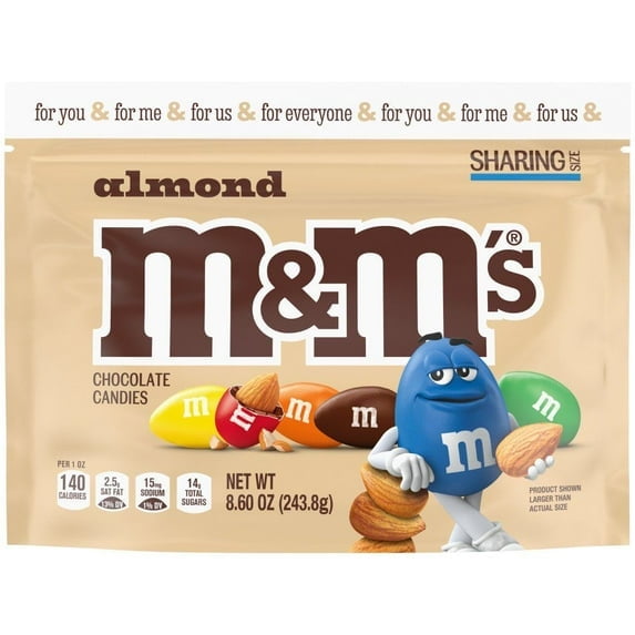 M&Ms Almond Milk Chocolate Candy, Sharing Size, 8.6 Oz Bag - Pack of 2