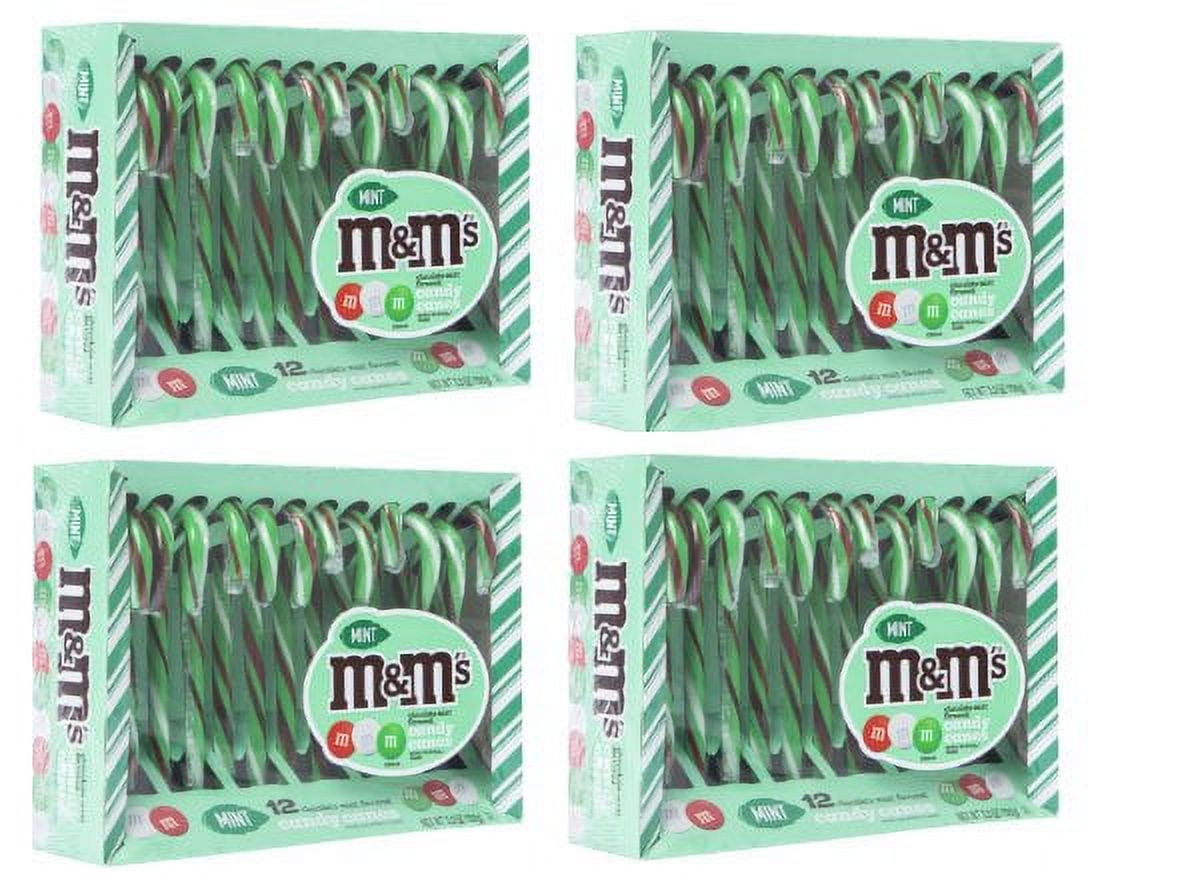 M&Ms Candy Canes Chocolate Mint Flavor 12 Count 5.3 oz boxes PACK OF 4