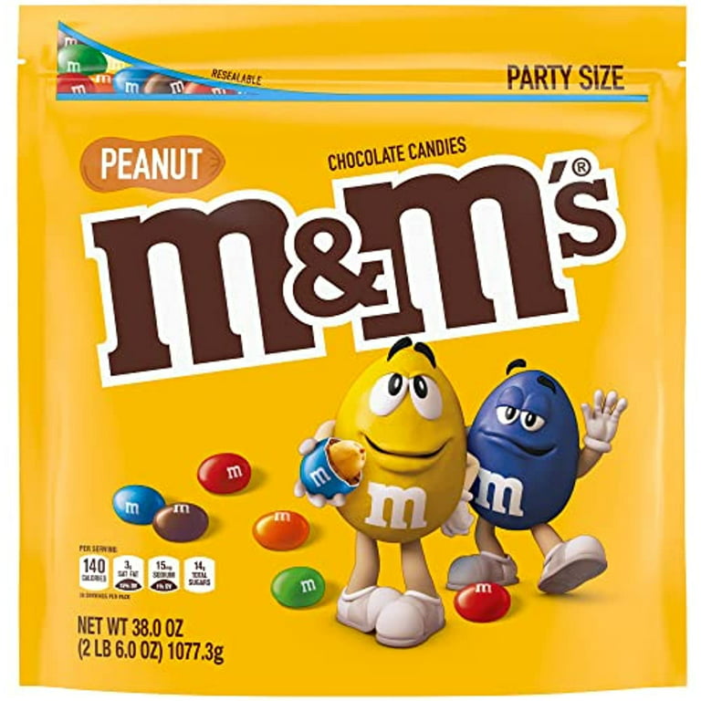 M&Ms Peanut Chocolate Candy, 38-Ounce Party Size Bag, Yellow