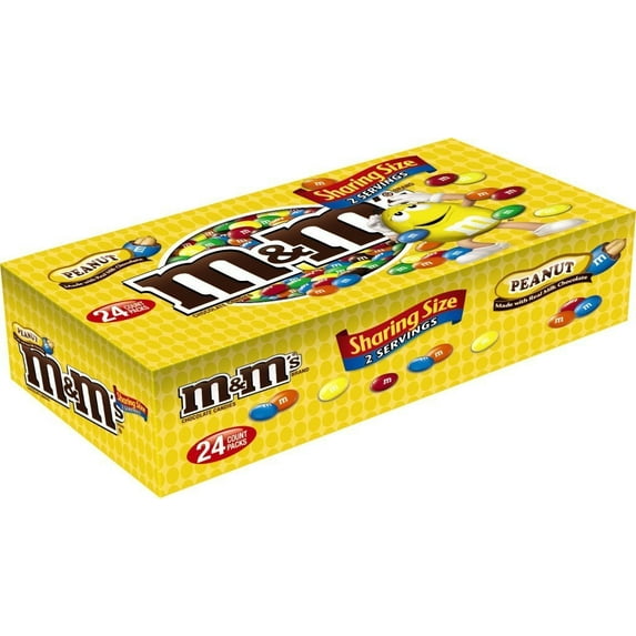 M&M'S Peanut Chocolate Candy Sharing Size Pouch 3.27 Ounce (Pack of 24)