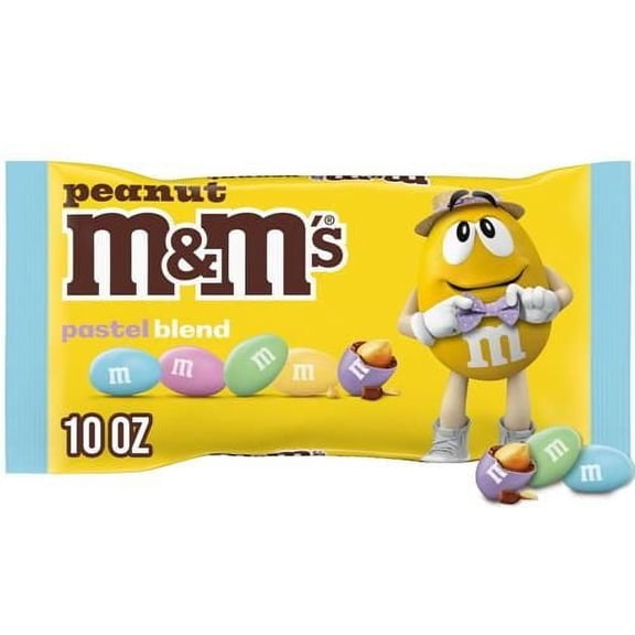 M&Ms Peanut Milk Chocolate Pastel Easter Candy Assortment, 10 Oz Bag - Pack of 2