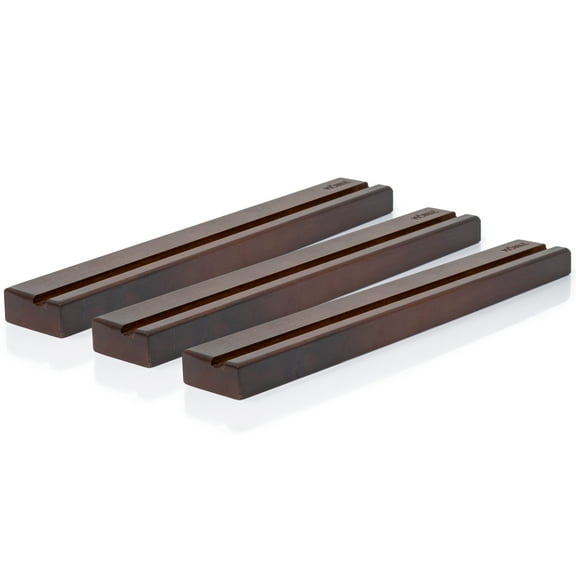 MÖNKE Vinyl Record Wall Mount - 3 Elegant Display Ledges Made from Solid Wood - This Vinyl Record Shelf Holds Single and Double LPs (Brown)