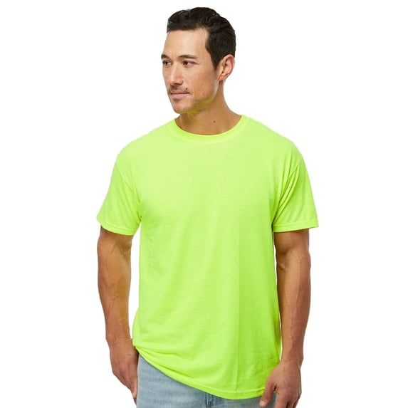M&O Gold Soft Touch Hi-Vis Safety Green Work Tee for Men, Comfortable, Short Sleeve, 1-Pack, S