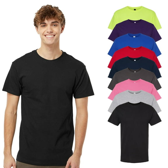 M&O Gold Soft Touch Short Sleeve Assorted Mens Crewneck Mix Color T-Shirt,100 Cotton, L, 9 Pack