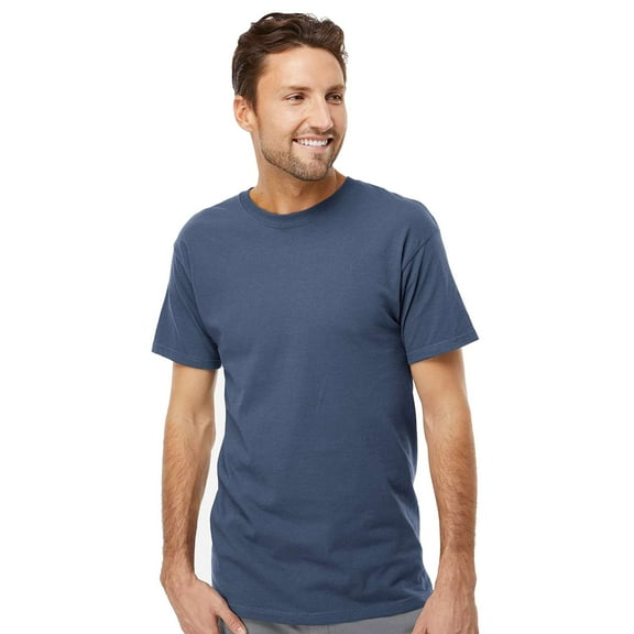 M&O Gold Soft Touch T-Shirt 4800, T-Shirt for Men, Men's Short Sleeve, Unisex Fit, Indigo Blue, M